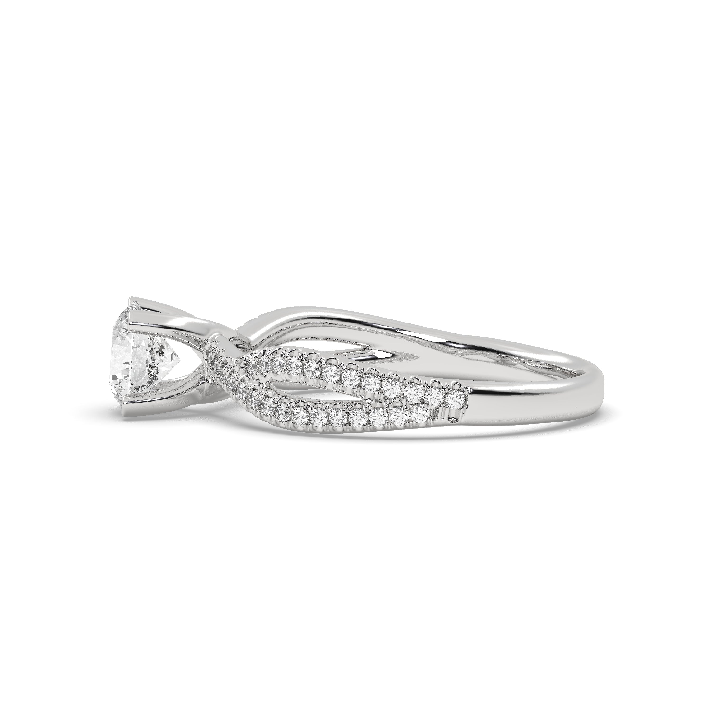 White Gold Studded 0.958 Carat Lab Grown Diamond Ring-F Color VS1 Clarity.